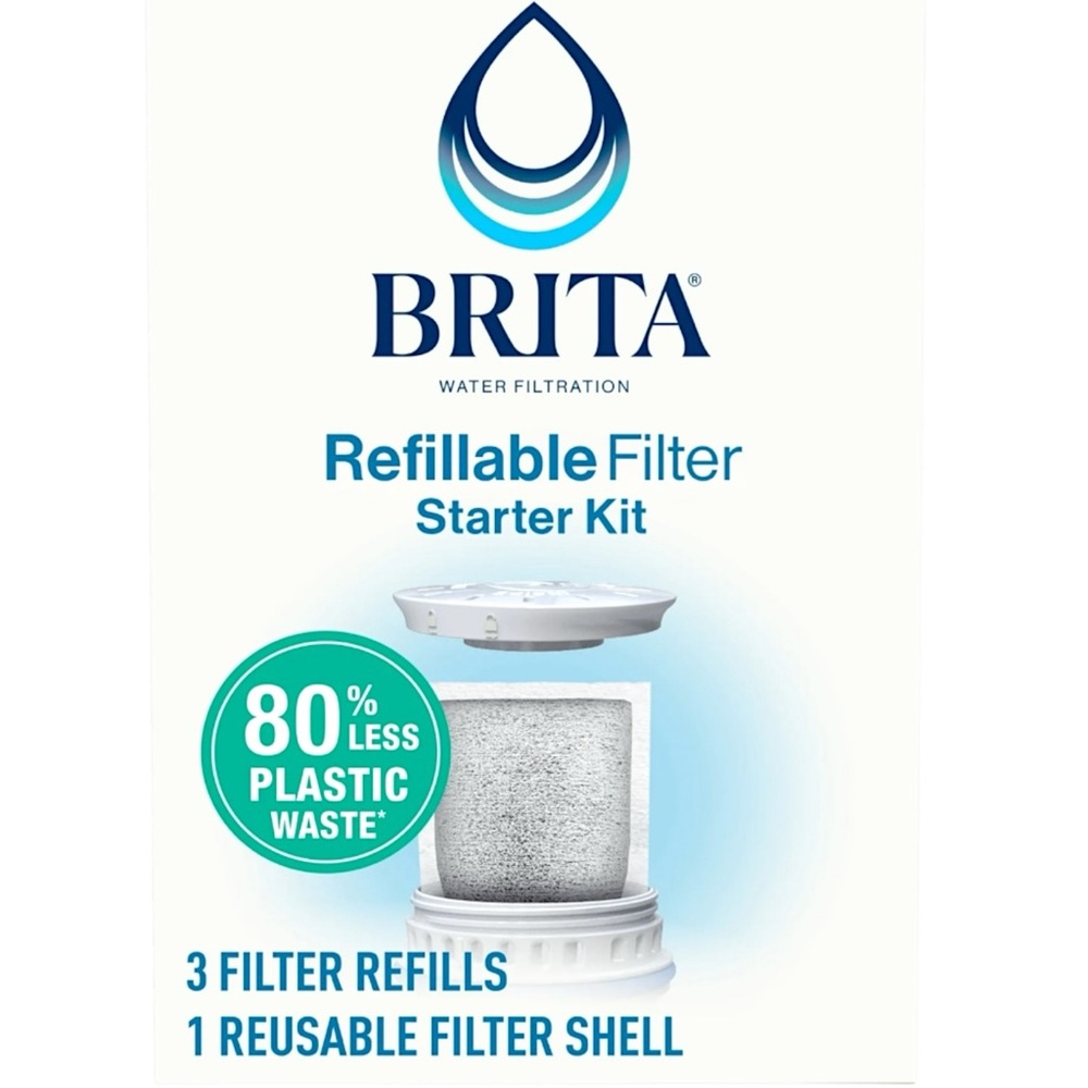 Brita Refillable Water Filter Starter Kit 3 Refills Pitcher Replacement